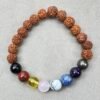 7 Chakra Handmade Bracelet with Pyrite and Natural Rudraksh (Laboratory Certified)