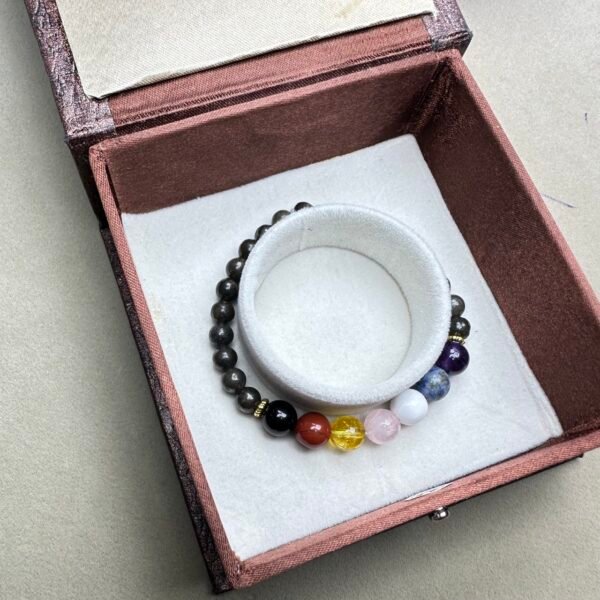 7 Chakra Handmade Bracelet with Natural Pyrite Beads (Laboratory Certified)
