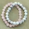Serene Hearts Bundle (For Love and Peace): Howlite and Rose Quartz Bracelet Bundle with Selenite Plate for Charging