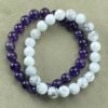 Peace and Clarity: Amethyst and Howlite Bracelet Bundle with Selenite Plate for Charging