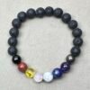 7 Chakra Handmade Bracelet with Pyrite and Natural Lava Stone (Laboratory Certified)