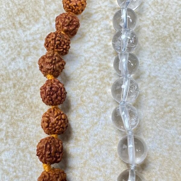 Sacred Harmony Mala Bundle - Clear Quartz/Sphatik Mala and Rudraksh Mala 108+1 Beads 6 mm (Laboratory Certified)